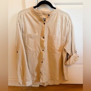 Aerie Oatmeal Button Front Blouse Medium Lightweight Tunic